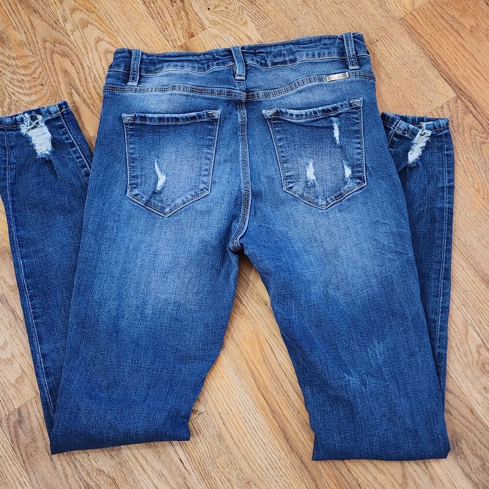 Kancan Button Front Skinny Distressed Women's Stretch Denim Jeans Size 11/29 - Picture 2 of 4